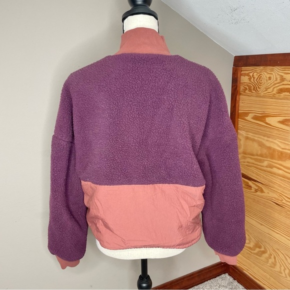 Fabletics Mallory Quarter Zip Fleece Sherpa Pullover Purple Burgundy Medium - Picture 3 of 9